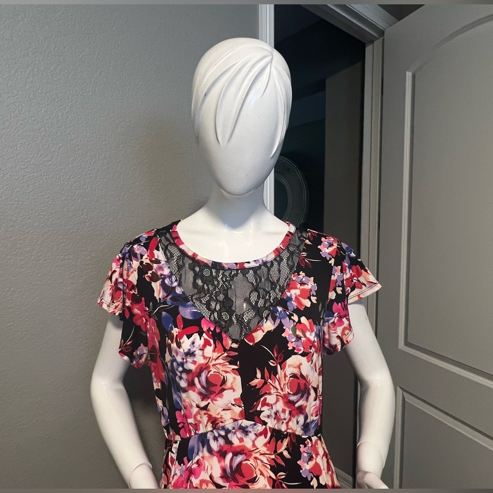 Torrid Black and Red Midi Studio Knit Asymmetrical Dress size 1 - Picture 11 of 16
